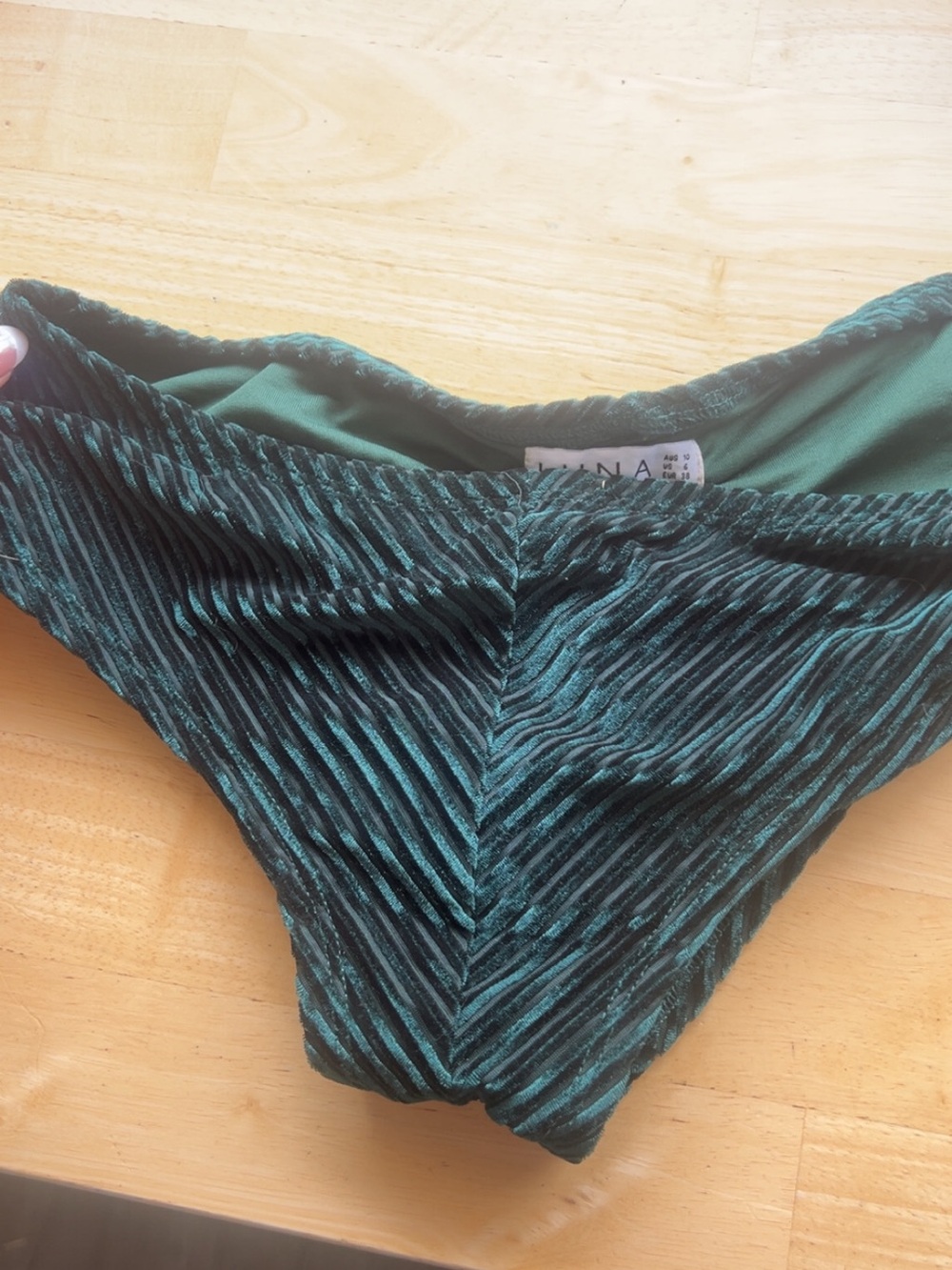 Green Velvet Ribbed Bikini Bottoms. LunaLae pole wear. size 6